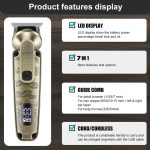 ⁦VGR 095 Beard Trimmer for Men, 7 in 1 Waterproof Cordless Hair Trimmer and Trimmer, Electric Shavers with T-Blade, Grooming Kit for Nose Body Ear Mustache⁩ - الصورة ⁦3⁩