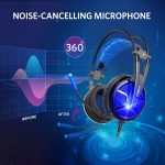 ⁦ABKONCORE B58ABKONCORE B581 USB Gaming Headset with 7.1 Surround Sound, PC Headset with Noise Cancelling Microphone, LED Light Headphones for PC, Laptop⁩ - الصورة ⁦3⁩