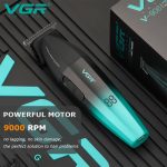 ⁦VGR 906 Fresh Fade Professional Hair Trimmer, 9000rpm Zero Gapped Beard Trimmer for Men, DLC T-Blade Cordless Hair Clipper for Barbers and USB Rechargeable, Green⁩ - الصورة ⁦4⁩