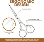 ⁦Utopia Care Eyebrow Scissors, Professional Stainless Steel Small Shears for Men and Women Cuticle Nail Scissors, Nose Hair Scissors for Grooming Mustache, Beard, Eyelashes, Ear Hair Trimming, Silver⁩ - الصورة ⁦3⁩