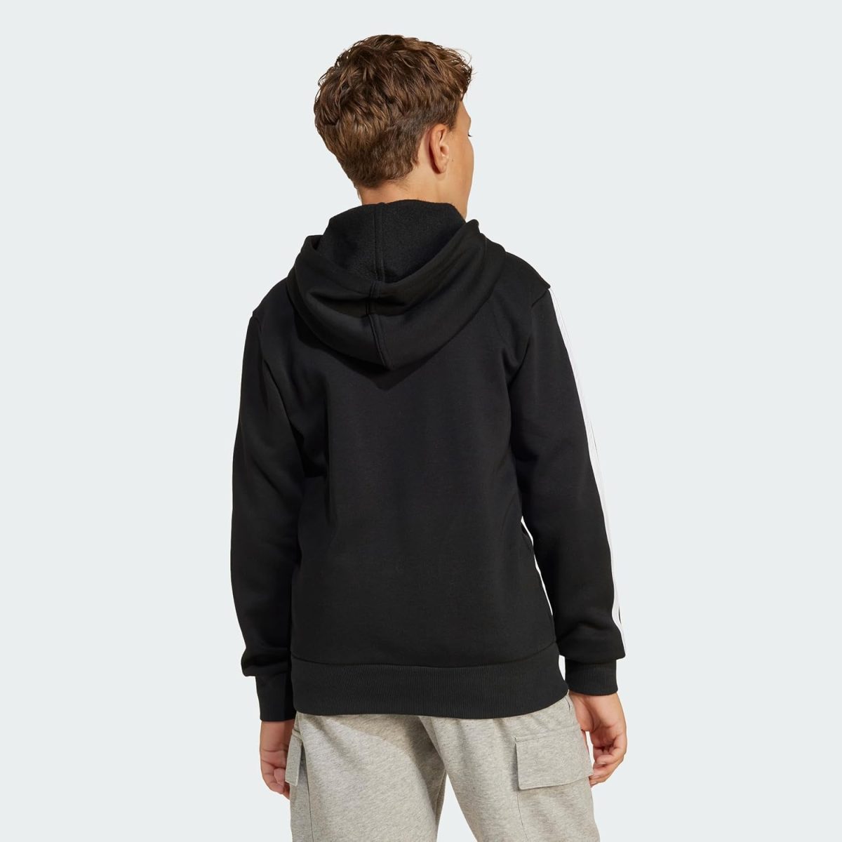 ⁦adidas JUNIOR BOYS AND GIRLS J 3S FL FZ HD Hooded Sweatshirt (pack of 1)⁩ - الصورة ⁦4⁩