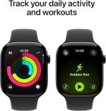 ⁦Apple Watch Series 11 GPS 46mm Smartwatch with Jet Black Aluminium Case with Black Sport Band M/L. Sleep Score, Fitness Tracker, Health Monitoring, Always-On Display, Water Resistant⁩ - الصورة ⁦2⁩