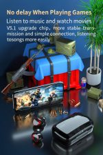 ⁦XFTOPSE M10 Wireless Bluetooth 5.1 Headphones, IPX7 Waterproof TWS Stereo Earphones with Wireless Charging Case, Built-in Microphone, Black⁩ - الصورة ⁦4⁩