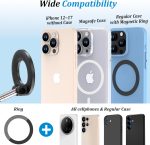 ⁦PlusAcc Vacuum Magnetic Phone Holder for Car - Suction Phone Mount 360°Rotatable Foldable Portable Strong Magnet Stand for iPhone16/15/14/13 & Samsung on Mirror,Smooth Surface, Windscreens⁩ - الصورة ⁦6⁩