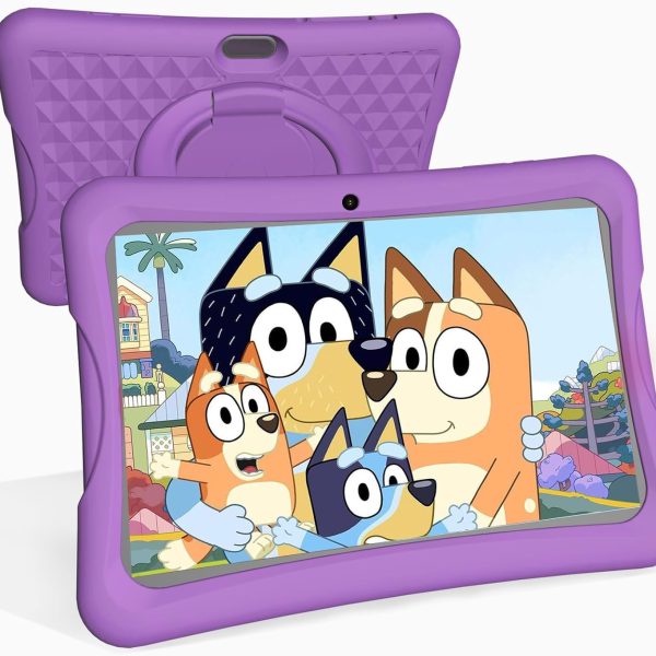 Kids Tablet, 10.1 Inch Android Toddler Tablet with Case, 4GB RAM 64GB ROM 1TB Expand, 15-hr 8000mAh Battery, Tablet for Kids Ages 3-7 8 10 12 14, WiFi 6, BT 5.0, Parental Controls, Kids Space