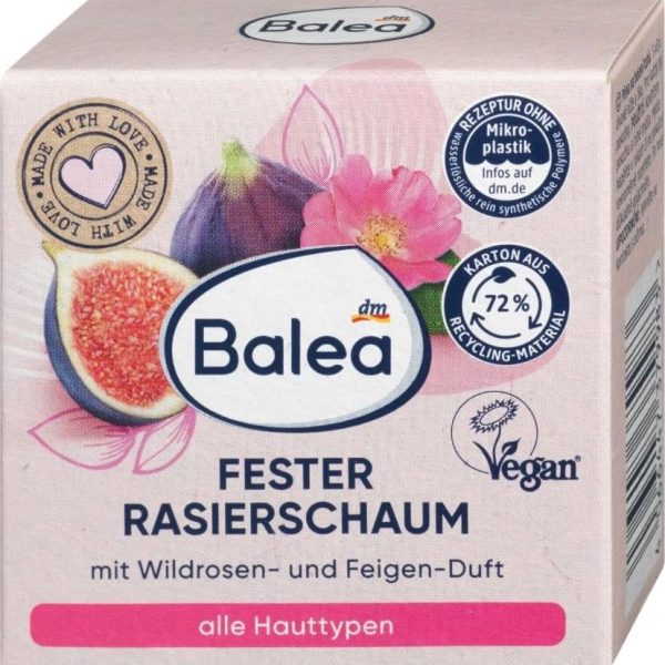 كريم مقشر لإزالة الشعر والحلاقة من باليا - شمع دافئ مصنوع من السكر - رغوة حلاقة صلبة برائحة التين والورد البري، 60 جرام - بلسم ما بعد العلاج - تقشير لطيف