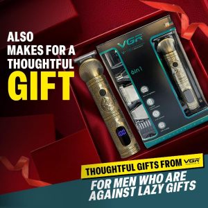 ⁦VGR V-106 Professional 6in1 Grooming Kit with LED Display Trimmer 180 min Runtime 16 Length Settings (Gold)⁩ - الصورة ⁦6⁩