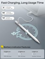 ⁦iPad Pencil 9th&10th Generation, 10 Mins Fast Charge Stylus Pen for Apple Pencil 1st/2nd iPad 6/7/8/9/10/11, Pro 11"/12.9"/M4, Air 3/4/5/M2/M3, Mini 5/6 with Palm Rejection, Tilt Sensitivity⁩ - الصورة ⁦2⁩