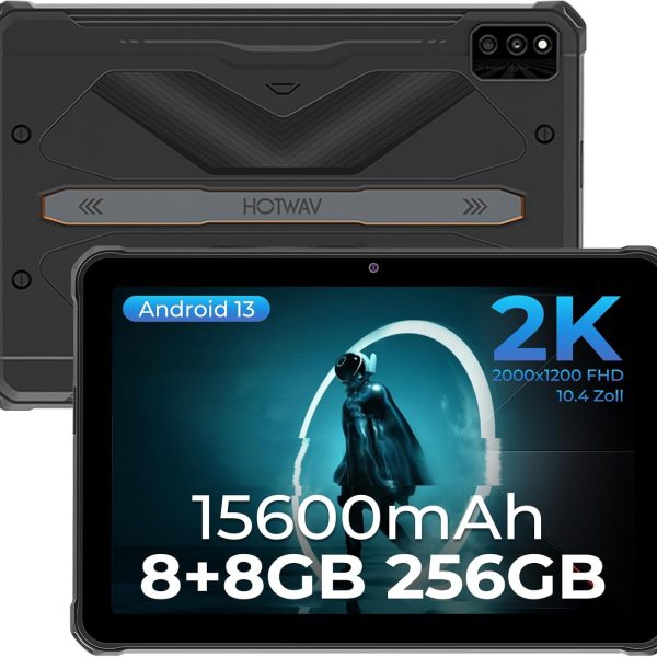 HOTWAV 2023 Android 13 Outdoor Tablet 10.4'' R6 Ultra Tablets with (8+8 Expand) GB RAM + 256GB ROM 1TB TF, 15600mAh Akku, Octa-core Tablet PC with 2000x1200 FHD+, 16MP Camera