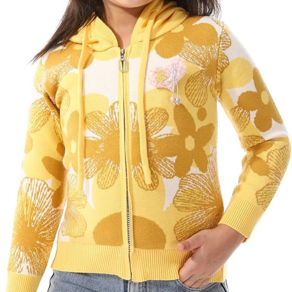 بلوفر منقوش ذاتيا ومزود بدبوس على شكل لعبة للبنات من اندورا