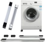More In Washer Dryer Fridge Stand Movable Base - Washing Machine Refrigerator Base Stand Bracket Fridge Washing Machine Trolley Bracket Mount Convenient Movable Adjustable (Silver)