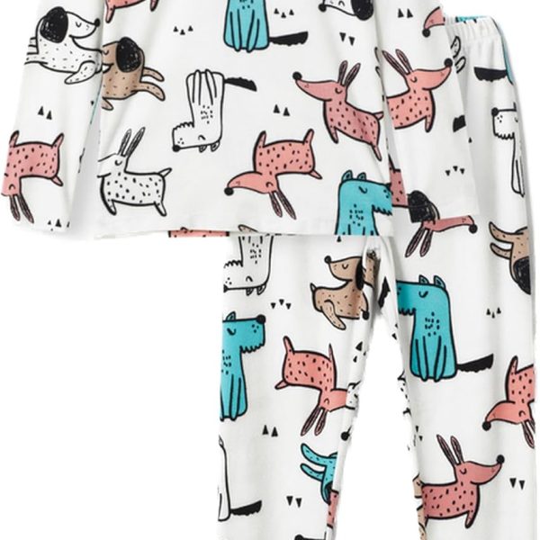 LC WAIKIKI Crew Neck Printed Long Sleeve Fleece Girls' Pajamas Set