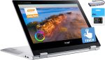 acer Chromebook Spin 2-in-1 Convertible Laptop (2023), 8-Core MediaTek MT8183C Processor, 11.6" HD IPS Touchscreen, 4GB RAM,128GB (64GB eMMC+64GB SD), WiFi 5,Long Battery, Chrome OS+MarxsolAccessory