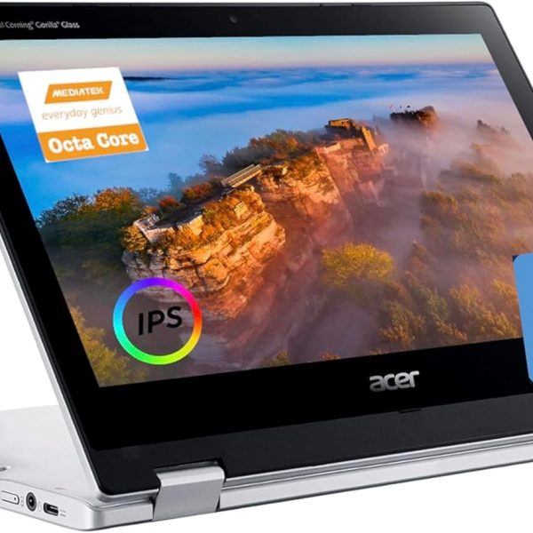 acer Chromebook Spin 2-in-1 Convertible Laptop (2023), 8-Core MediaTek MT8183C Processor, 11.6" HD IPS Touchscreen, 4GB RAM,128GB (64GB eMMC+64GB SD), WiFi 5,Long Battery, Chrome OS+MarxsolAccessory