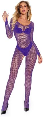 ⁦Babydoll Lingerie Women Sexy Bodysuit Fishnet Nightwear Underwear Sleepwear Pink Lingerie Bodysuit with Stockings⁩ - الصورة ⁦4⁩