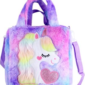 Abhay Plush Unicorn Tote Bag Backpack - School Girls Handbag for Travel and Cute Bookbag for Unicorn Party Supplies