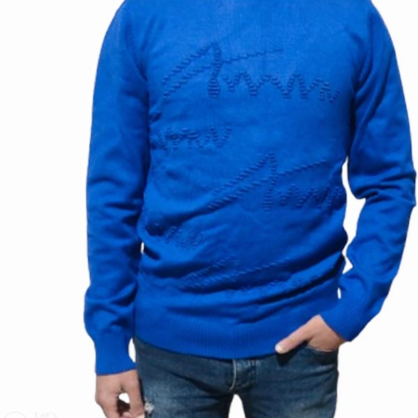 بلوفر صوف تريكو بقصة ضيقة ورقبة دائرية ضيقة للرجال