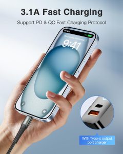 ⁦LENOK USB C Charger Cable 60W type C to type C Cable PD 3.0(4ft/1.2m), Compatible with iPhone 15/15 Pro/Samsung Galaxy S23/22/Z Fold/Z Flip/Google Pixel 7/MacBook Air iPad Pro/Mini iPad, etc. (1.2 M)⁩ - الصورة ⁦4⁩