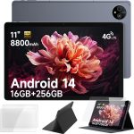 Ulefone Tab A11 Pro Android 14 Tablet, 16GB RAM + 256GB ROM, Gaming Tablet, 11 inch Large Screen, 8800mAh Battery, 16MP + 8MP, Comes with Tempered Glass and Holster Case