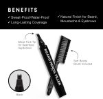 ⁦Pacinos Beard Pencil Filler - Water Proof, Long Lasting Coverage & Natural Finish - Beard, Moustache & Eyebrows - Micro-Fork Tip for Seamless Application - Includes Bristle Brush for Blending (Black)⁩ - الصورة ⁦3⁩