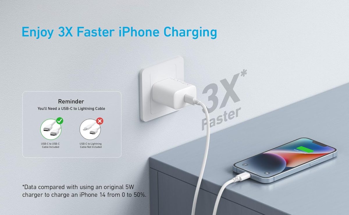 ⁦Anker USB C Charger 20W, PIQ 3.0 Durable Compact Fast Charger, for iPhone 13/13 Mini/13 Pro/12, iPhone 14,iPhone 14 Pro Galaxy, Pixel 4/3, iPad/iPad mini⁩ - الصورة ⁦4⁩
