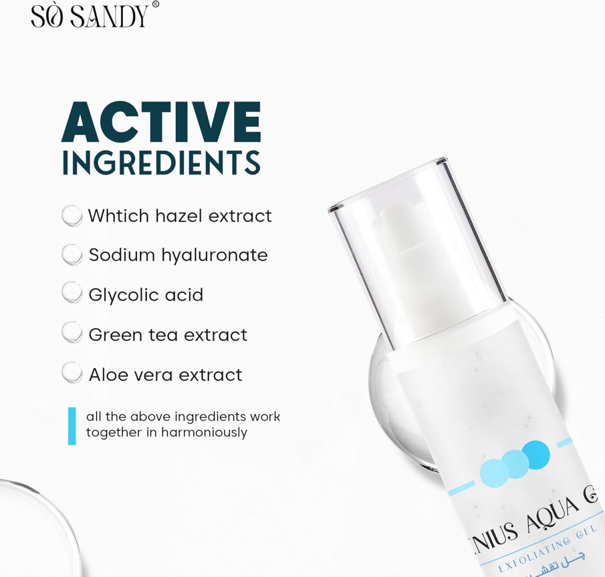 ⁦So Sandy Genius Aqua Exfoliating Gel with whitening Effect, 50 g⁩ - الصورة ⁦4⁩