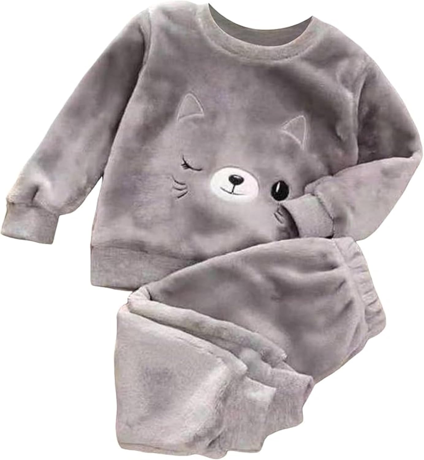 71LRdPZBXGL._AC_SL1500_.jpg طقم شتوي للأطفال من خامة فرو ناعمة - ملابس شتوية مريحة برسومات كرتونية لطيفة للاطفال من ميزة