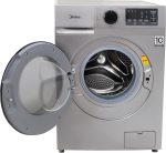 ⁦Midea Front load Washing Machine MFN09W80B/S, Drum clean, Drum clean reminder, Add Garment, Child lock, LED panel, Inverter Motor, 1400 RPM, 8KG, Silver⁩ - الصورة ⁦3⁩