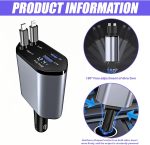 ⁦Retractable Car Charger, 120 W Retractable Cigarette Lighter, Car Charger Cigarette Lighter, Car Plug⁩ - الصورة ⁦3⁩