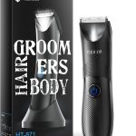 VIKICON Electric Body Trimmer and Shaver for Men, Body Groomer for Groin&Ball w/Light, Pubic Hair Trimmer Replaceable Ceramic Blade IPX7 Waterproof Wet/Dry, Lightweight Male Razor USB Type-C Charging