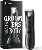 VIKICON Electric Body Trimmer and Shaver for Men, Body Groomer for Groin&Ball w/Light, Pubic Hair Trimmer Replaceable Ceramic Blade IPX7 Waterproof Wet/Dry, Lightweight Male Razor USB Type-C Charging
