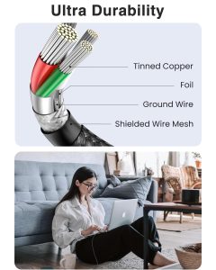 ⁦LENOK USB C Charger Cable 60W type C to type C Cable PD 3.0(4ft/1.2m), Compatible with iPhone 15/15 Pro/Samsung Galaxy S23/22/Z Fold/Z Flip/Google Pixel 7/MacBook Air iPad Pro/Mini iPad, etc. (1.2 M)⁩ - الصورة ⁦6⁩