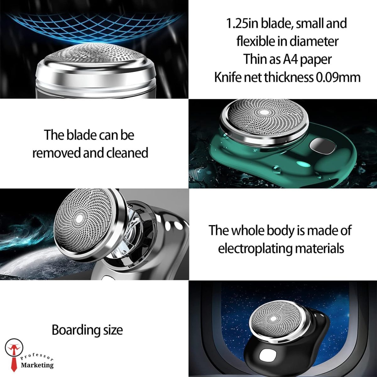 ⁦Electric Shaver for Women and Men, Portable Mini Shaver, Pocket Size Hair Removal Electric Shaver, USB Rechargeable Shaver (green-green)⁩ - الصورة ⁦6⁩