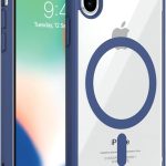 Dl3 Mobilak Case Magnetic Crystal Clear for iPhone X/iphone XS Case Compatible With Magsafe [Not Yellowing] [Military Protection] [No.1 Strong Magnets] Slim Phone Case Thin Cover (Blue)