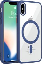 Dl3 Mobilak Case Magnetic Crystal Clear for iPhone X/iphone XS Case Compatible With Magsafe [Not Yellowing] [Military Protection] [No.1 Strong Magnets] Slim Phone Case Thin Cover (Blue)