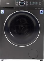 Midea Washing Machine Front Load,MF200W90B/TTC, 1400 RPM, Turbo wash, Steam, Inverter, Add Garment, Lunar dial 9 KG, Titanium Grey