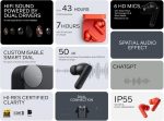⁦CMF by Nothing Buds Pro 2, Premium Noise-Canceling Wireless Earbuds, Deep Bass, IP55 Water Resistance, Dark Grey⁩ - الصورة ⁦3⁩