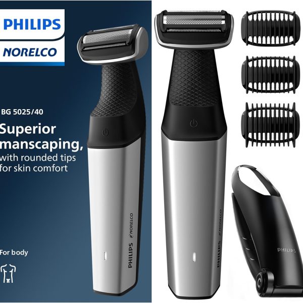 Philips Norelco Bodygroom Series 5000 Showerproof Body & Manscaping Trimmer for Men with Back Attachment, BG5025/40