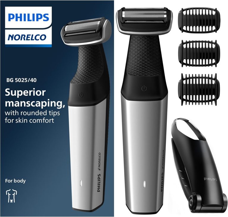 Philips Norelco Bodygroom Series 5000 Showerproof Body & Manscaping Trimmer for Men with Back Attachment, BG5025/40