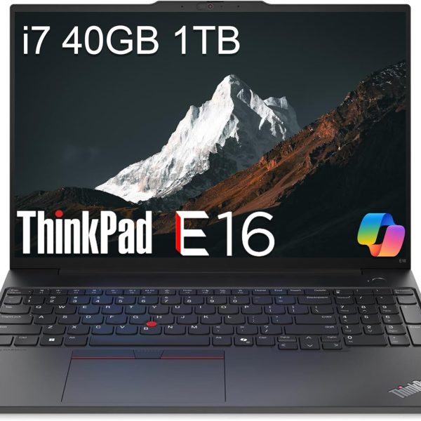 Lenovo ThinkPad E16 Business Laptop (16" FHD+ Anti-Glare, Intel 10-Core i7-1355U, 40GB RAM, 1TB SSD), Backlit, Fingerprint, 1080p Webcam w/Shutter, Thunderbolt 4, Ethernet, Win 11 Pro w/ AI Copilot