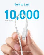 ⁦Anker USB-C to Lightning Cable, 0.9 Meters, FOR Apple Devices, 322 USB-C to Lightning Cable, White (0.9M, White)⁩ - الصورة ⁦3⁩
