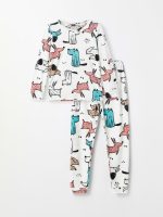 LC WAIKIKI Crew Neck Printed Long Sleeve Fleece Girls' Pajamas Set - الصورة 2