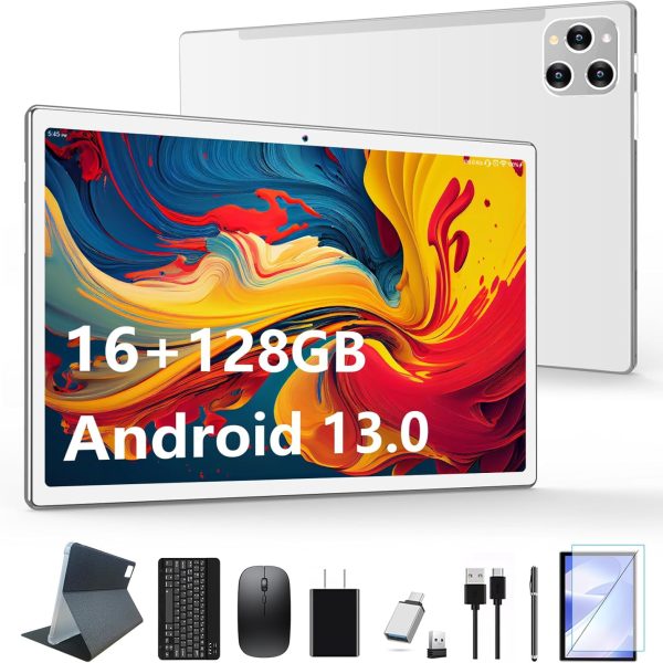 2024 Newest Tablet Android 12 Tablets 10 Inch, Tablet 128GB ROM+16GB RAM (8+8 Virtual), 2 In 1 Tablet with keyboard, Powerful Octa-Core+13MP Camera, 1TB TF Expandable, FHD IPS Display WiFi Tablet PC