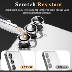 ⁦YWXTW Camera Lens Protector for Samsung Galaxy S24 / S23 / S23 Plus, [NOT for S24 Plus] 9H Tempered Glass Metal Individual Ring Camera Screen Protector for S24 Accessories (Silver)⁩ - الصورة ⁦3⁩