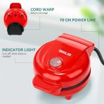 ⁦SNAILAR Mini Waffle Maker Belgian Waffle Maker Small Classic Waffle Maker for Children's Birthdays, Family Parties, Easter or Christmas, Cute and Compact Design, 350 Watts, Red⁩ - الصورة ⁦6⁩