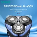 ⁦VGR V-306 Premium Cordless Rechargeable IPX7 Fully Waterproof 3 Head Electric Shaver Wet & Dry Rotary Shavers with Pop-up Trimmer Super-Fast Charge 90 minutes Runtime with LED Digital Display - Blue⁩ - الصورة ⁦4⁩