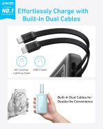 ⁦Anker Zolo Power Bank, 10,000 mAh 30W Max Fast Portable Charger with Built-in USB-C and Lightning Cables and MFi Certified 1C1A for iPhone 16/15/14 Series, MacBook, Galaxy and More⁩ - الصورة ⁦2⁩