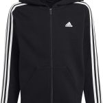Adidas essentials 3-stripes fleece full-zip hoodie track tops for unisex kids