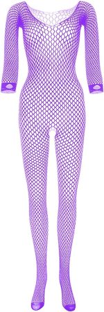 ⁦Babydoll Lingerie Women Sexy Bodysuit Fishnet Nightwear Underwear Sleepwear Pink Lingerie Bodysuit with Stockings⁩ - الصورة ⁦7⁩