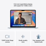 ⁦Apple 2025 MacBook Air 13-inch Laptop with M4 chip: Built for Apple Intelligence, 13.6-inch Liquid Retina Display, 16GB Unified Memory, 256GB SSD Storage, 12MP Center Stage Camera, Touch ID; Sky Blue⁩ - الصورة ⁦4⁩